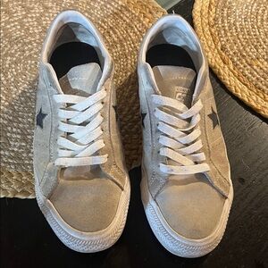 Converse Light Tan Suede Sneakers with Black Star